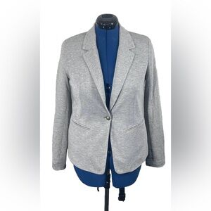 Womens Forever 21 One Button Heather Gray Blazer Medium Pockets Notched Lapel